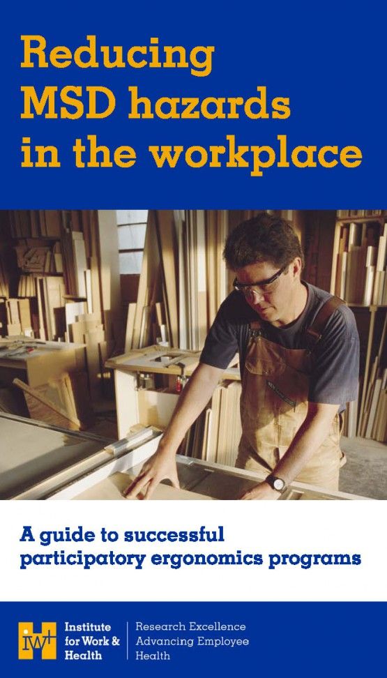 Cover of Participatory Ergonomics Guide showing a man working in a woodshop