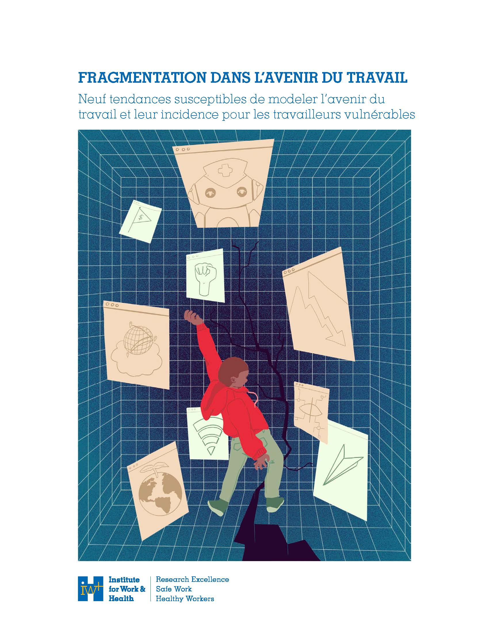 Cover of report titled Fragmentation dans l'avenir du travail