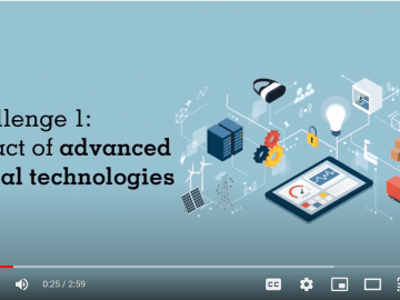 Screen grab of the video displays the title, "Challenge 1: Impact of advanced digital technologies"
