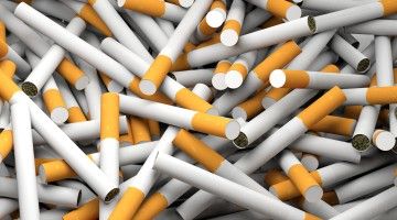 A close-up of scattered cigarettes