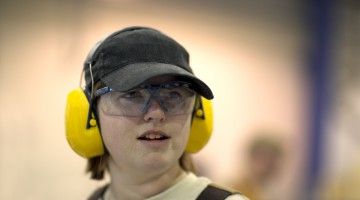 Young worker in hearing protection