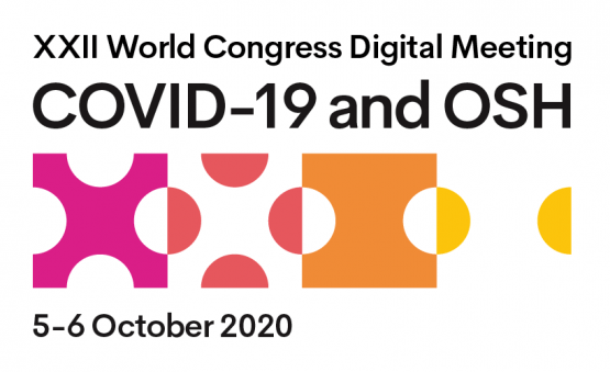 Logo for World Congress COVID-19 and occupational safety and health digital meeting in October 2020
