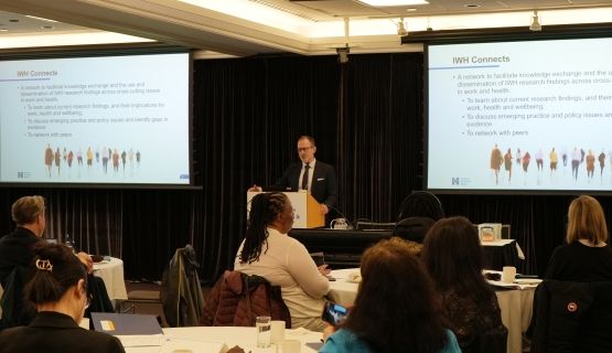 Dr. Peter Smith, IWH president and senior scientist, addresses IWH Connects attendees in April 2025.