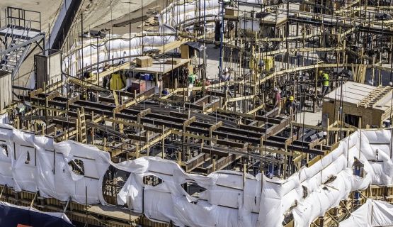 A bird's eye view of a construction work site