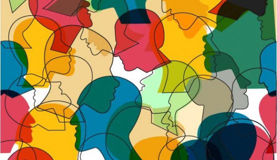 Overlapping outlines of heads in profile